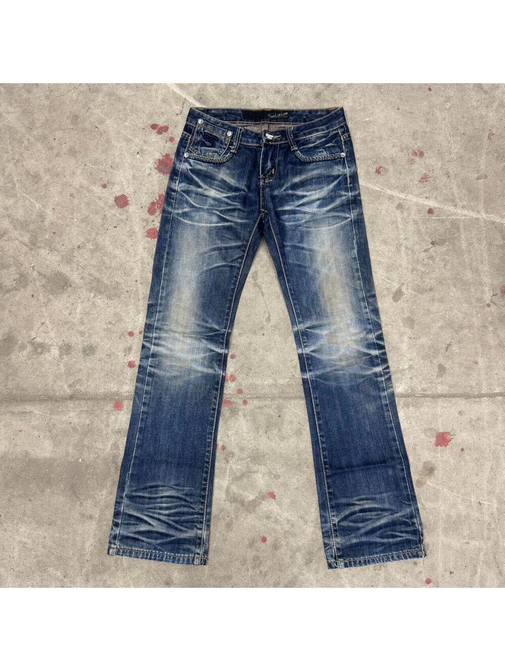 Vintage Y2K Ultra Low Rise Jeans Faded Sandblasted
